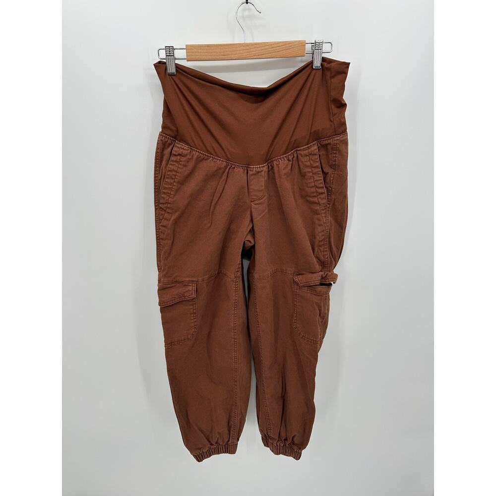 Old Navy Fold Over Waist Maternity Cargo Pants Women Small Rust Brown Jogger
